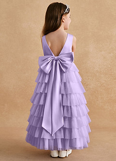 Azazie Twinkle Toes vestidos de niña de las flores Vestido de Lila de Tul de Corte En A con Lazo image1