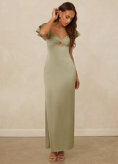 Christian Siriano Bridal for Azazie 1005 Bridesmaid Dresses Moss Green Sheath Sweetheart Neckline Stretch Satin Dress image5