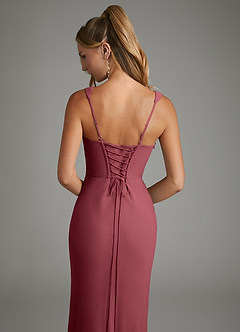 Azazie Asa Bridesmaid Dresses Merlot Sheath Corset Chiffon Dress image7