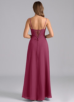 Azazie Valentine Bridesmaid Dresses Mulberry A-Line Corset Chiffon Dress image2
