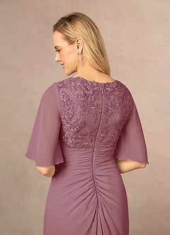 Azazie Carson Mother of the Bride Dresses Vintage Mauve A-Line V-Neck Lace Chiffon Dress image5