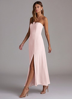 Azazie Wren Bridesmaid Dresses Blushing Pink A-Line Strapless Chiffon Dress image3