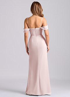 Azazie Joanne Bridesmaid Dresses Blushing Pink Mermaid Off the Shoulder Chiffon Dress image6
