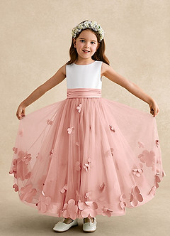 Azazie Vi Flower Girl Dresses Rosette A-Line Sleeveless Tulle Dress image5