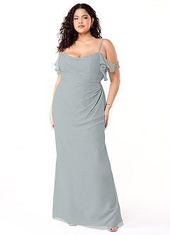 Azazie Emeralda Vestidos de damas de honor Vestido de Gris Delfín de Gasa de Recto con Vestidos sin tirantes image7