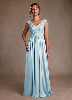 Azazie Amethyst Mother of the Bride Dresses Sky Blue A-Line Lace Dress image4