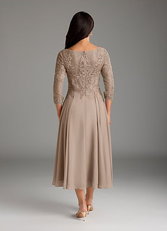 Azazie Marge Kleider für die Brautmutter A-Linie Schaufel Spitze Chiffon Kleid Taupe image3