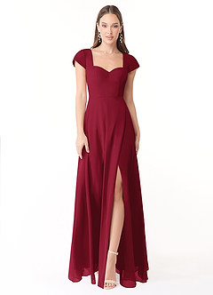 Azazie Hainsly Bridesmaid Dresses Burgundy A-Line Sweetheart Neckline Chiffon Dress image1