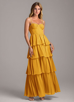 Azazie Alanna Bridesmaid Dresses Butterscotch A-Line Sweetheart Neckline Chiffon Dress image1