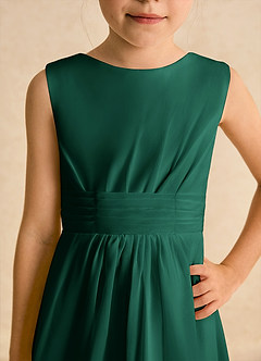 Azazie Edelweiss Flower Girl Dresses Emerald A-Line Pleated Chiffon Dress image7