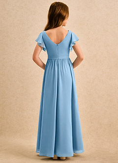 Azazie Milly Girls Formal 플라워 걸 드레스 A라인 주름진 쉬폰 비대칭 드레스 image2