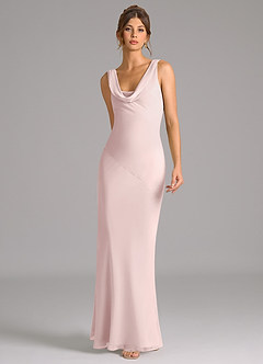 Azazie Rylina Bridesmaid Dresses Blushing Pink Mermaid Pleated Chiffon Dress image3