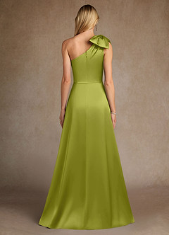 Azazie Easton Mother of the Bride Dresses Lemongrass A-Line One Shoulder Stretch Satin Dress image3