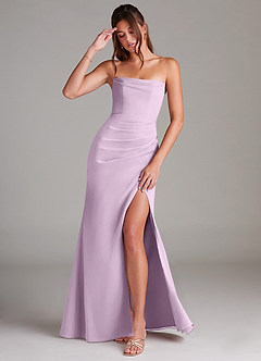 Azazie Leonis Bridesmaid Dresses Frosted Lilac Sheath Strapless Chiffon Convertible Dress image1