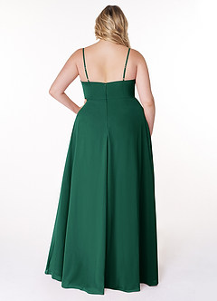 Azazie Moira Bridesmaid Dresses Emerald A-Line Scoop Chiffon Dress image9