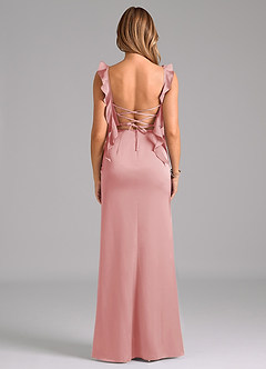 Azazie Jessamine Suknie dla druhen Osłona Gorset Satyna elastyczna Do ziemi Sukienka image6