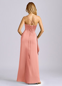 Azazie Sarai Suknie dla druhen Osłona Gorset Satyna elastyczna Do ziemi Sukienka image5