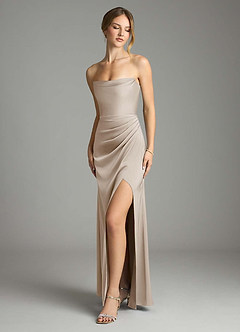 Azazie Leonis Bridesmaid Dresses Frost Mermaid Pleated Stretch Satin Convertible Dress image1
