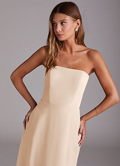 Azazie Wren Abiti da Damigella Abito Convertibile A-Line in Chiffon Spacco Laterale Alabastro Bianco image11