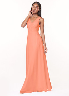 Azazie Nala Bridesmaid Dresses Sunset A-Line Pleated Chiffon Dress image3