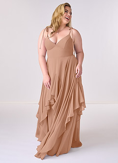 Barbie ♥ Azazie Bridesmaid Dresses Champagne Rose A-Line Bow Chiffon Dress image8