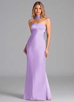 Azazie Lusinda Bridesmaid Dresses Lilac Mermaid Strapless Stretch Satin Dress image4