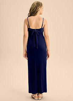 Azazie Mai Junior Dark Navy A-Line Sweetheart Neckline Velvet Dress image2