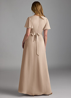 Azazie Zaniah Bridesmaid Dresses Taupe A-Line Chiffon Dress image2