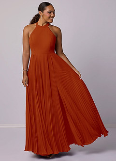Barbie ♥ Azazie Bridesmaid Dresses Paprika A-Line Pleated Chiffon Dress image3
