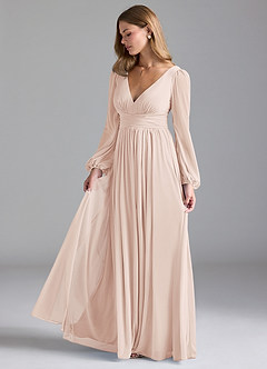 Azazie Norah Robes de demoiselle d'honneur Robe Trapèze en Maille Rose Pâle image4