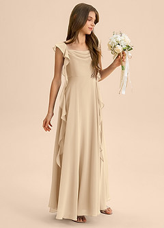 Azazie Carmin Junior Klä av A-Line i Chiffong Rynkad image6