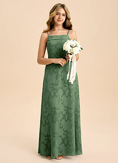 Azazie Anselie Junior Eucalyptus A-Line Off the Shoulder Floral Burnout Dress image6