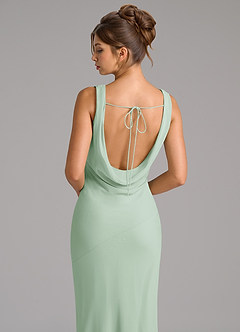 Azazie Rylina Bridesmaid Dresses Agave Mermaid Pleated Chiffon Dress image2