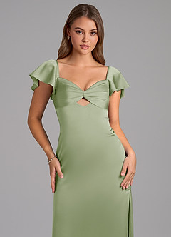 Azazie Demia 신부 들러리 드레스 쉬스 스윗하트 네크라인 스트레치 새틴 발목 길이 드레스 image7