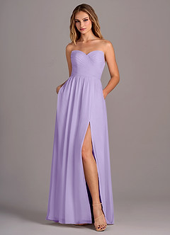 Azazie Joni Bridesmaid Dresses Lilac A-Line Strapless Chiffon Convertible Dress image6