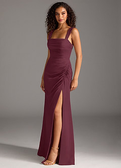 Azazie Jesaphine Bridesmaid Dresses Cabernet Sheath Bow Chiffon Dress image3