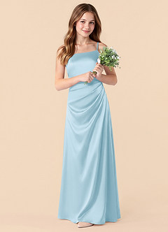 Azazie Renna Junior Sky Blue Mermaid Pleated Stretch Satin Dress image3