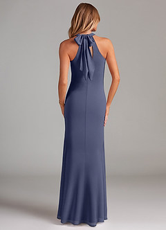 Azazie Doretta Robes de demoiselle d'honneur Robe Sirène en Mousseline de soie Plissée Bleu Orageux image2
