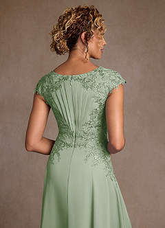 Azazie Christi Mother of the Bride Dresses Dusty Sage A-Line Lace Chiffon Dress image6