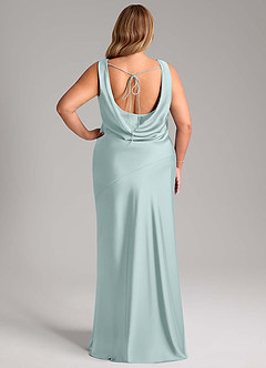 Azazie Rylina Bridesmaid Dresses Mist Mermaid Stretch Satin Dress image8