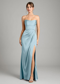 Azazie Johana Bridesmaid Dresses Moody Blue Mermaid Off the Shoulder Stretch Satin Convertible Dress image9