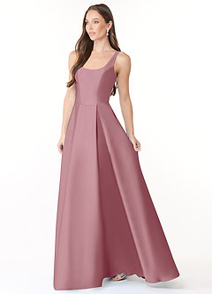 Azazie Neve Bridesmaid Dresses Vintage Mauve Ball-Gown with Pockets Stretch Satin Dress image3
