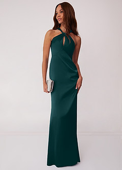 Barbie ♥ Azazie Bridesmaid Dresses Pine Sheath Stretch Satin Dress image3