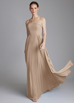 Azazie Mariana Bridesmaid Dresses Taupe A-Line Strapless Chiffon Dress image1