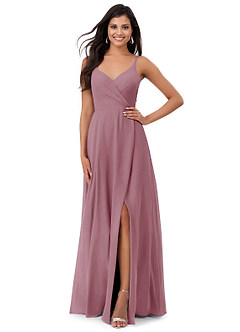 Azazie Lennon Bridesmaid Dresses Vintage Mauve A-Line Lace Chiffon Dress image1