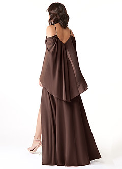 Azazie Cienna Bridesmaid Dresses Ganache A-Line Long Sleeve Chiffon Dress image5