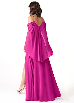 Azazie Cienna Bridesmaid Dresses Fuchsia A-Line Off the Shoulder Chiffon Dress image5