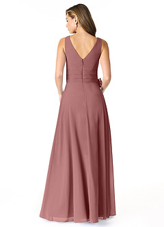 Azazie Bianca Final Sale Rust A-Line Pleated Chiffon Dress image2