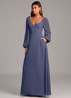 Azazie Annistyn Bridesmaid Dresses Stormy A-Line Long Sleeve Chiffon Dress image1