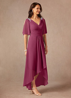 Azazie Pascual Mother of the Bride Dresses Mulberry A-Line Pleated Chiffon Dress image5